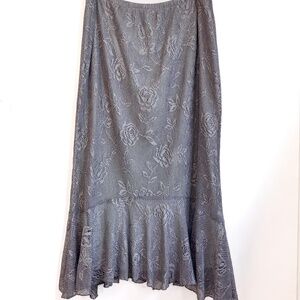 SPENCER ALEXIS Metallic Lace Mesh Rose Skirt Flounce Ruffle Mermaid Plus Size 2X